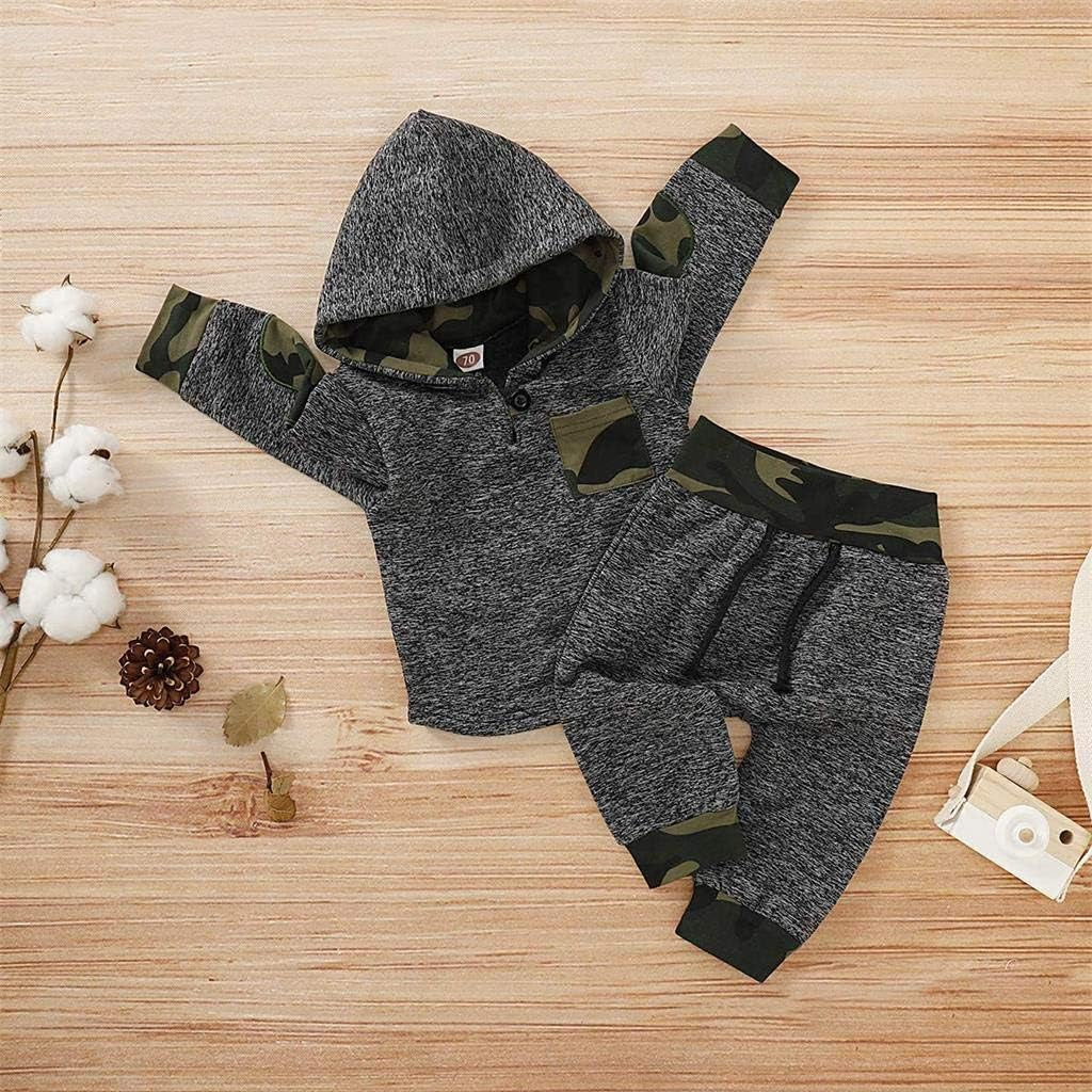 Toddler Baby Boys Clothes Infant Christmas Plaid Long Sleeve Hoodie Sweatshirt Pants Set Fall Winter Xmas Outfits