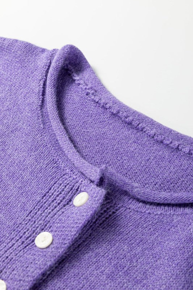 Solid Knit Button-Up Drop Shoulder Sweater Cardiga