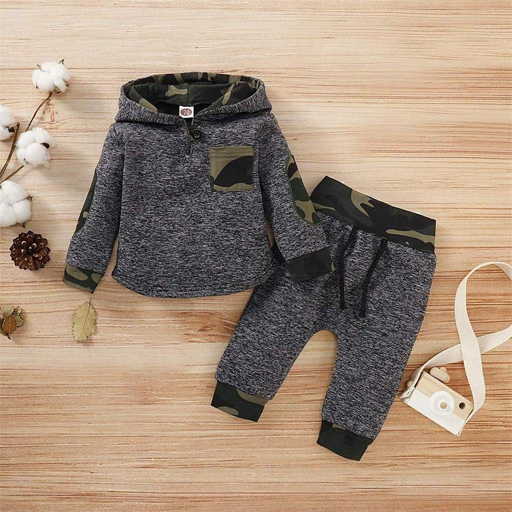 Toddler Baby Boys Clothes Infant Christmas Plaid Long Sleeve Hoodie Sweatshirt Pants Set Fall Winter Xmas Outfits