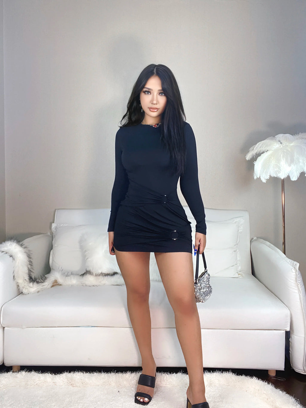 Women Long Sleeve Mini Dress Bodycon Sexy Party Elegant Streetwear Club Wear Clothes