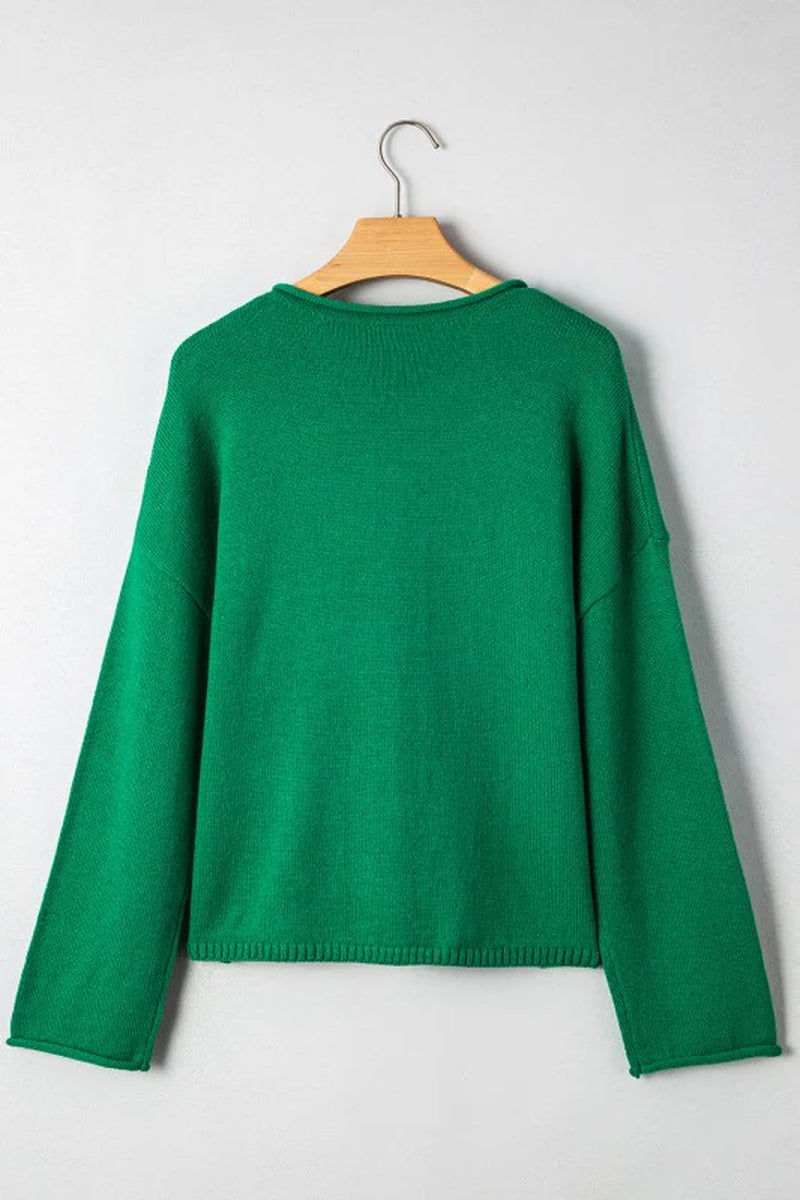 Solid Knit Button-Up Drop Shoulder Sweater Cardiga