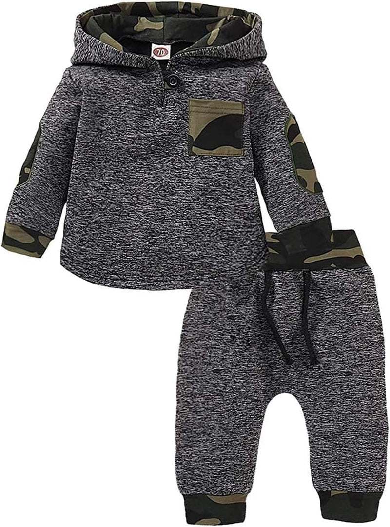 Toddler Baby Boys Clothes Infant Christmas Plaid Long Sleeve Hoodie Sweatshirt Pants Set Fall Winter Xmas Outfits